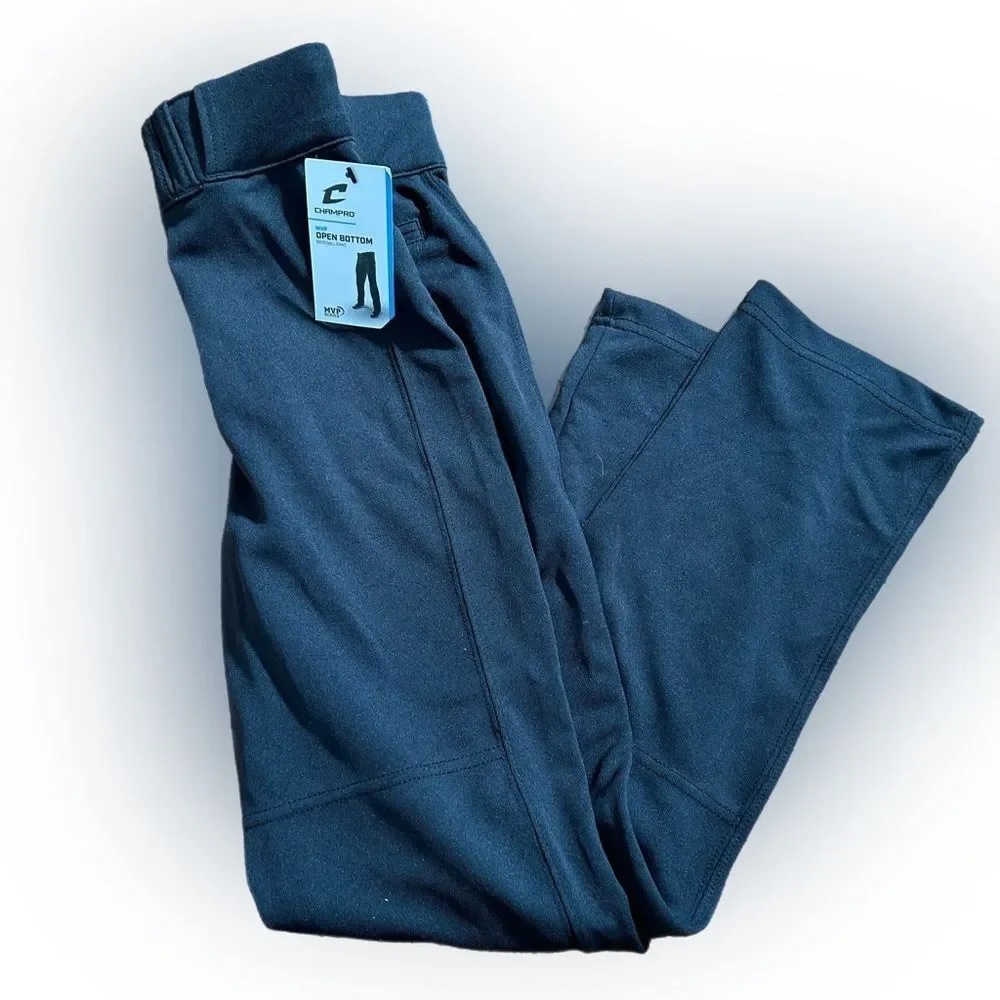 Boys Champro MVP Open Bottom Black Baseball Pants NWT